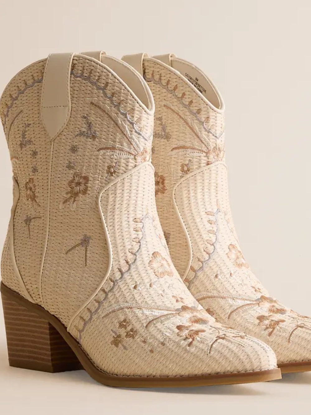 MIA Cream Embroidered Western Ankle Booties